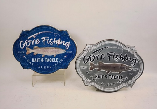 GONE FISHING METAL SIGN
