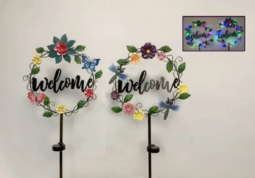 MayRich Company Garden Stake Solar Flower Wreath - Decor General Decor