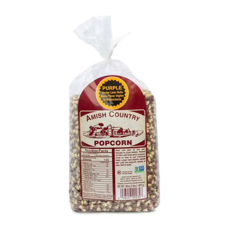 AMISH COUNTRY POPCORN Purple Popcorn Bag of Kennels- 2 Pound Bag - Popcorn