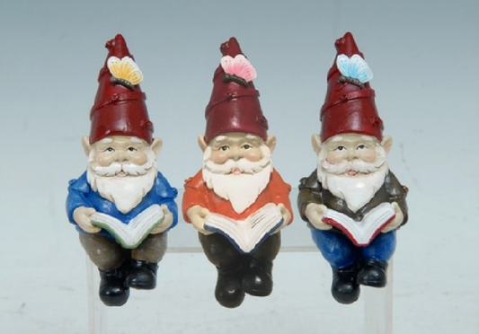 Resin Figurine Gnome Book Reading Pot Hangers