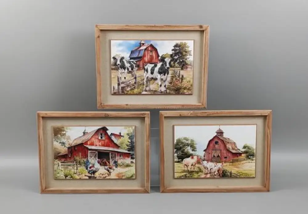 MayRich Company Farm Barn Picture - Decorative Plaques Picture Frames