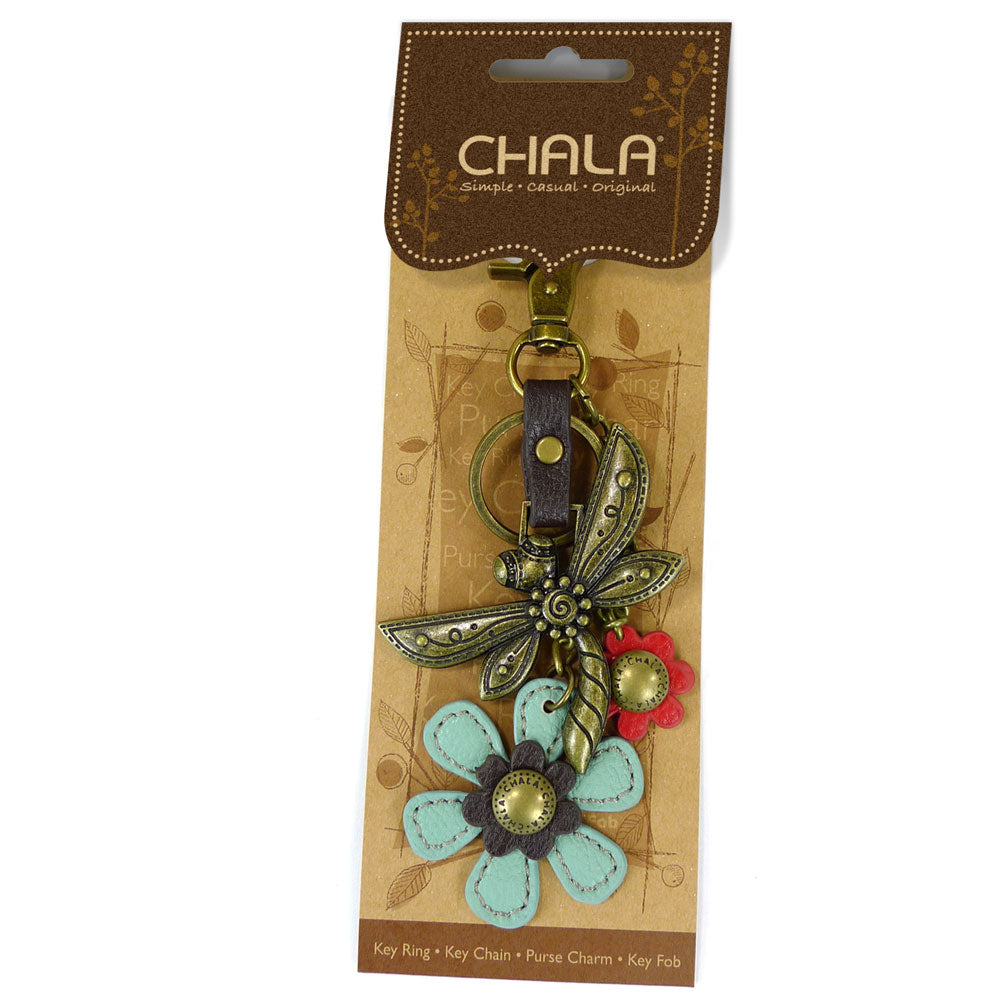 Chala Metal Charming Keychain - Dragonfly & Flower bag