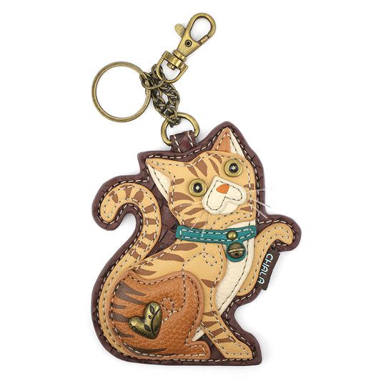 Chala Key Fob/Coin Purse - Tabby Cat - orange bag