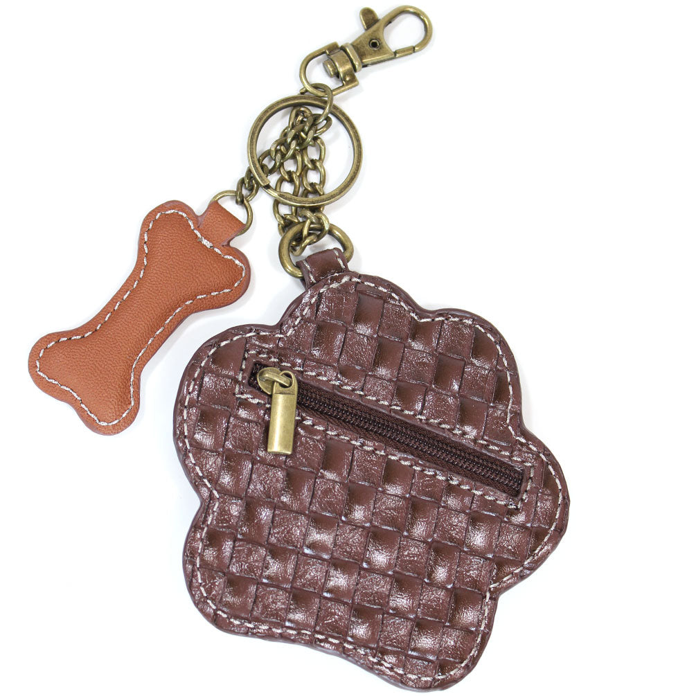 Chala Key Fob/Coin Purse - Ivory Pawprint bag