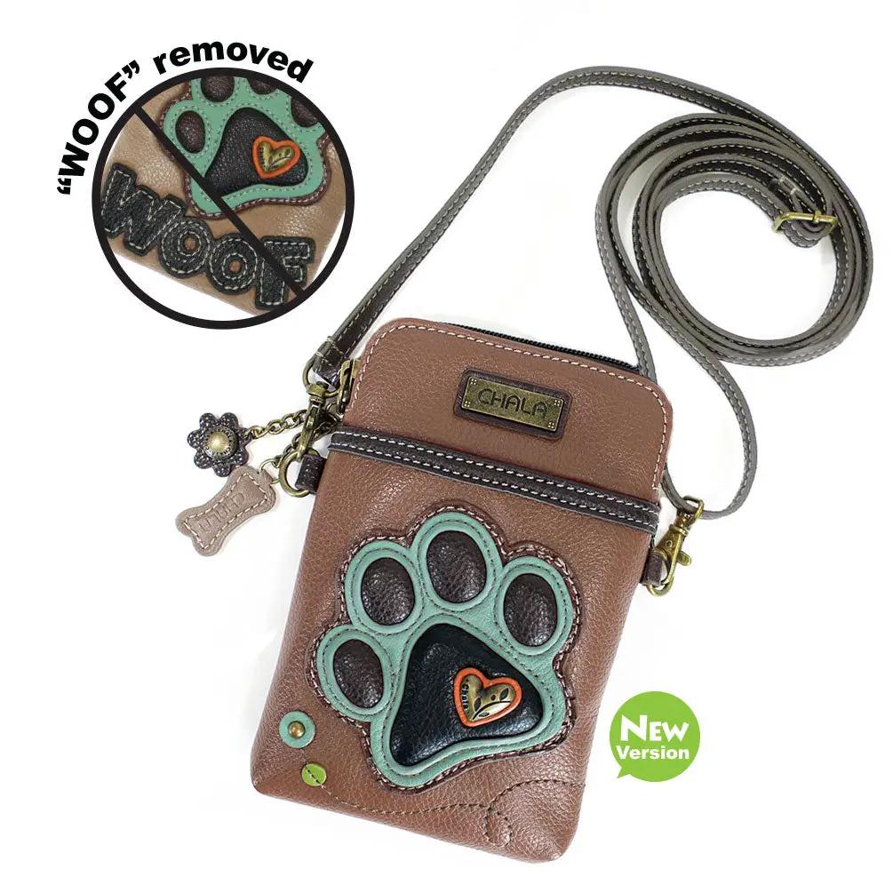 Chala Chala Cellphone Xbody - Teal Pawprint bag - Handbags Chala Bag
