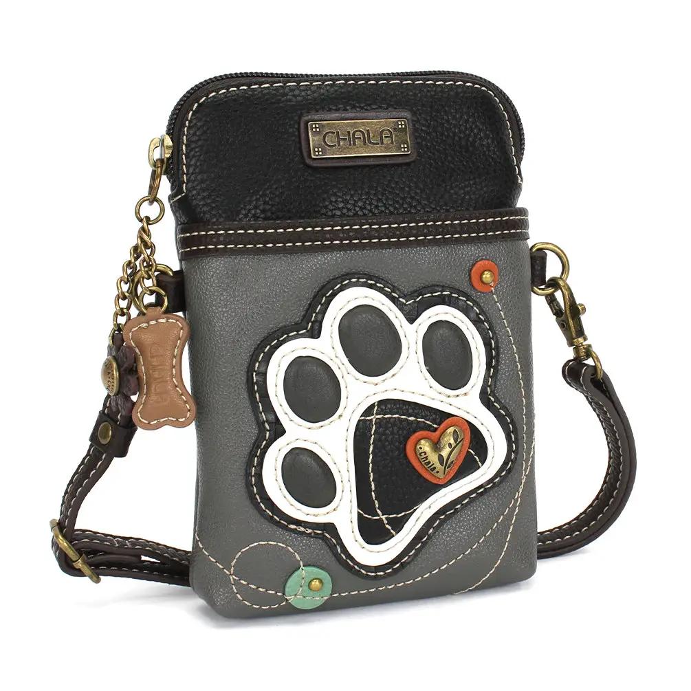 Chala Chala Cellphone Xbody - B&W Pawprint bag - Handbags Chala Bag