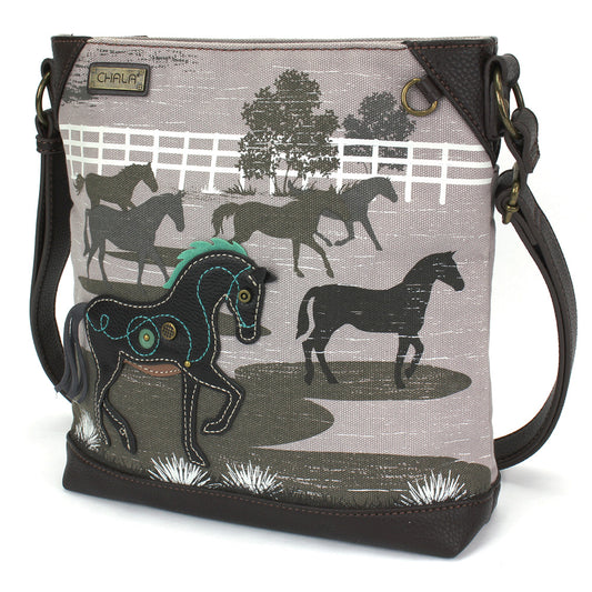 Chala Safari Canvas Crossbody - Horse (Gray) bag