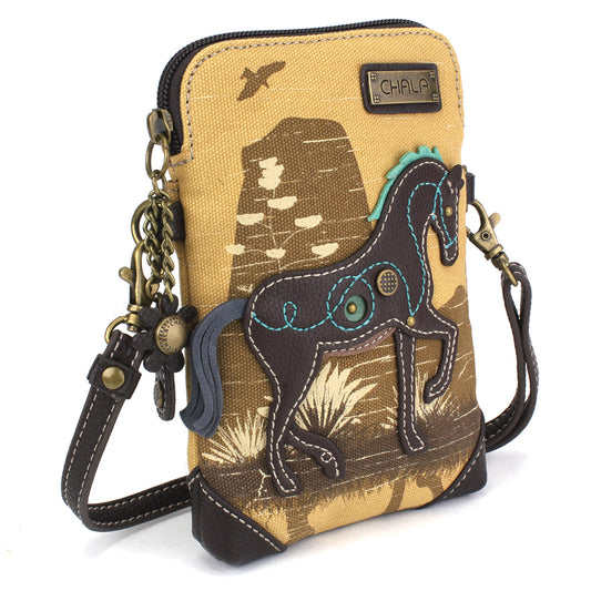 Chala Safari Canvas Cellphone Xbody - Horse (Brown) bag