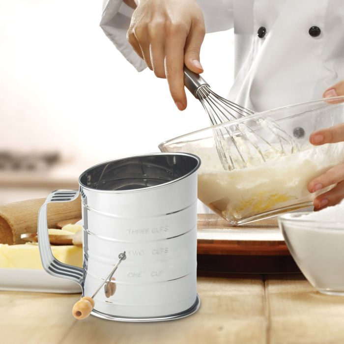 Baking Hand Crank Sifter, 3 Cup