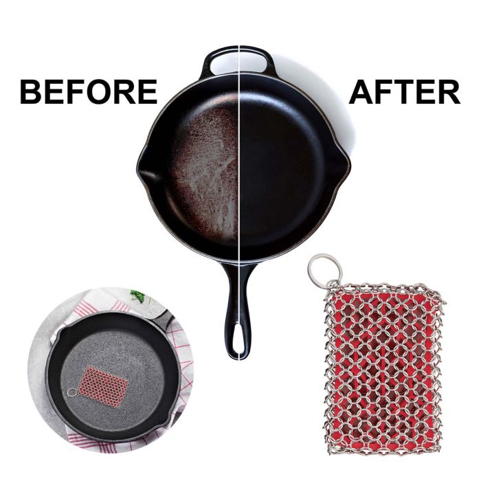 Kitchen Chainmail Cast Iron Scrubber