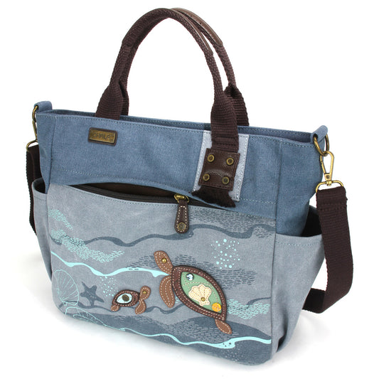 Chala Canvas Print Pocket Tote - Turtles bag