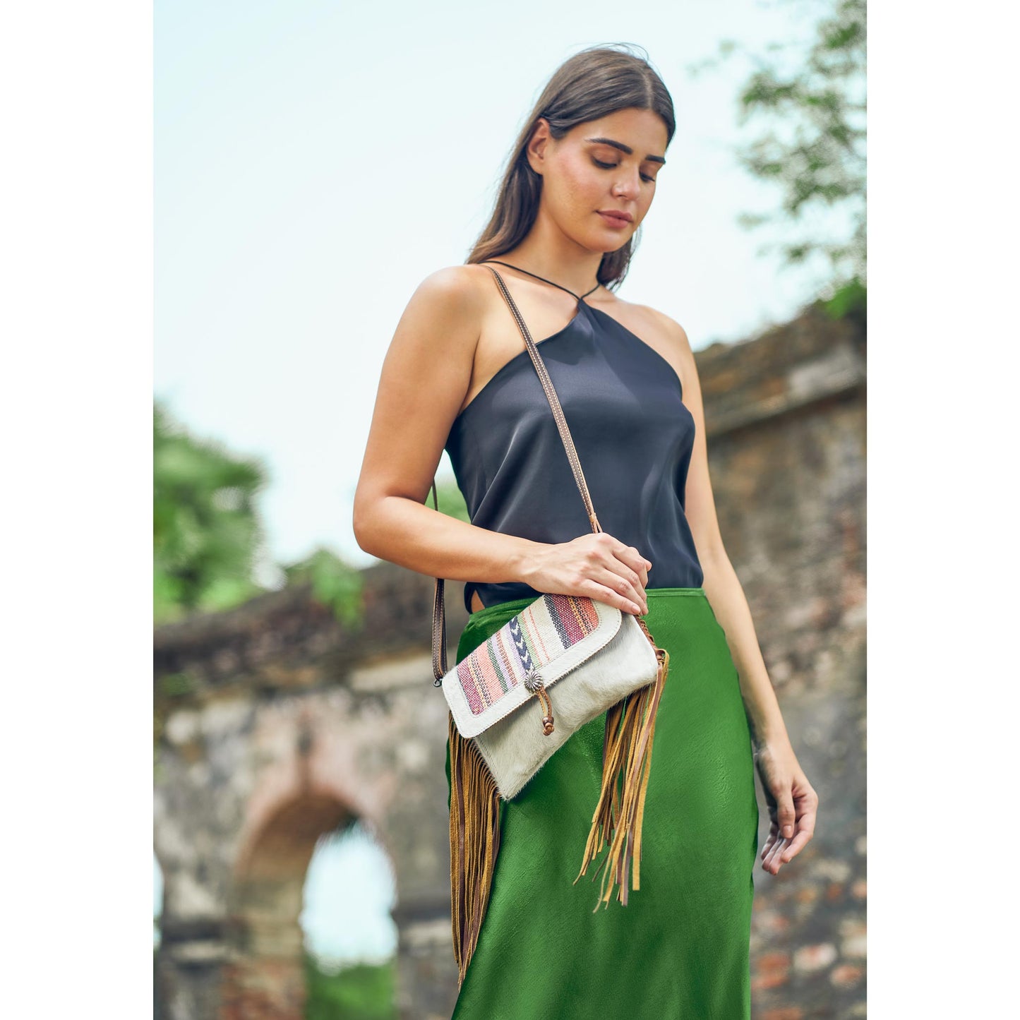 Delicate Hues Leather Hairon Bag