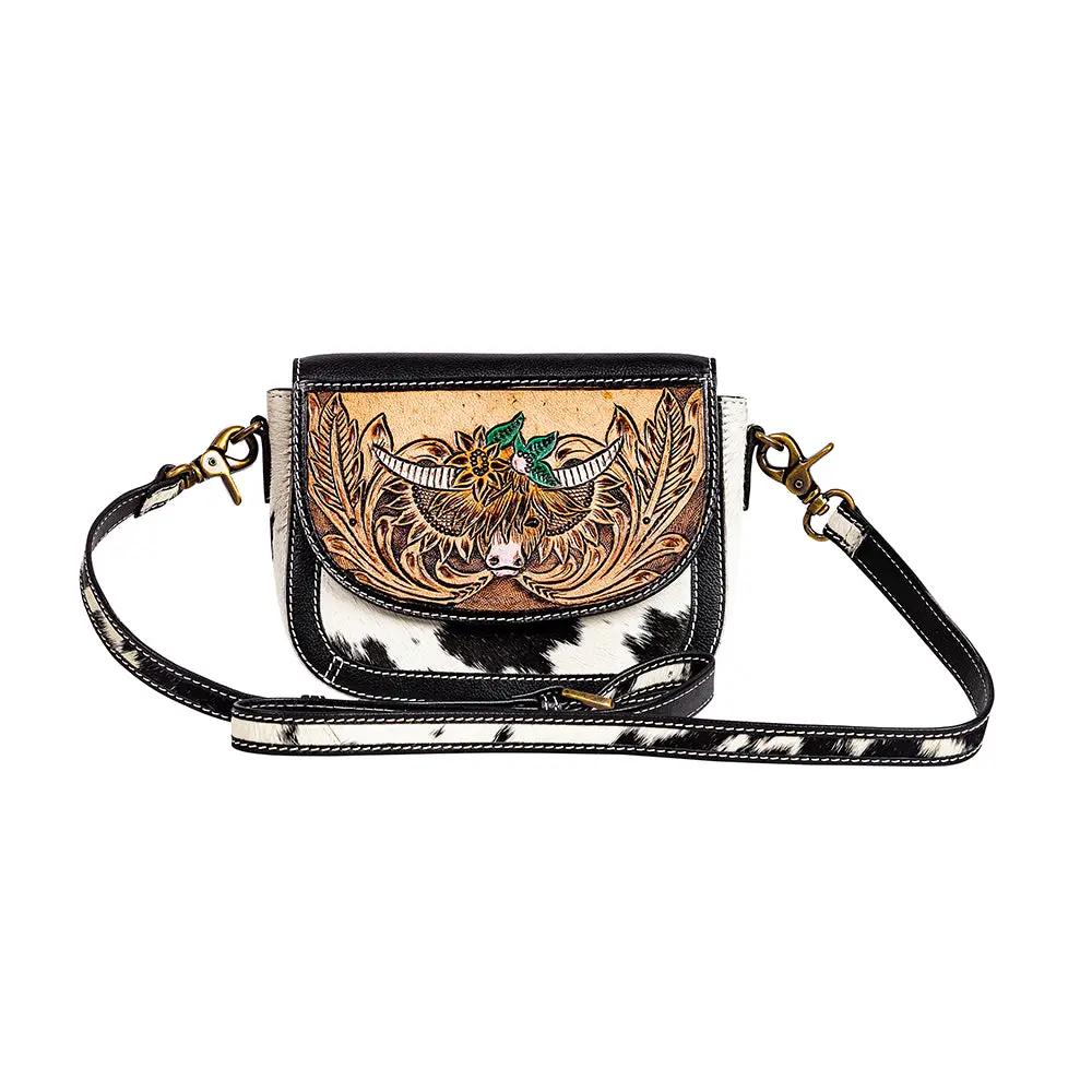 Myra Bag Bloomin' Steer Small Hand-tooled Bag - Handbags Myra Bag