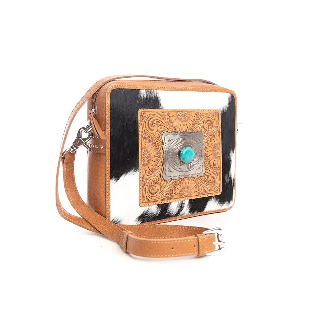 Myra Bag Mirage Trail Hand-Tooled Leather Bag Crossbody Purse - Cross Body Bags
