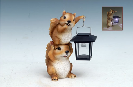 Squirrel with Lantern lights Up Figurine
