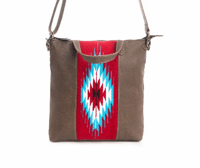 Myra Bag Talon View Tote Bag in Coco & Red - Handbags Myra Bag
