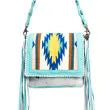 Zunia Leather & Hairon Bag in Turquoise