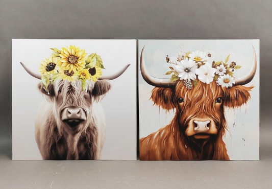 Canvas ART Daisy Cow Pictures Wall Decor