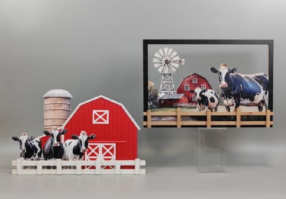 FARM Design Plaque Metal Barn Cows