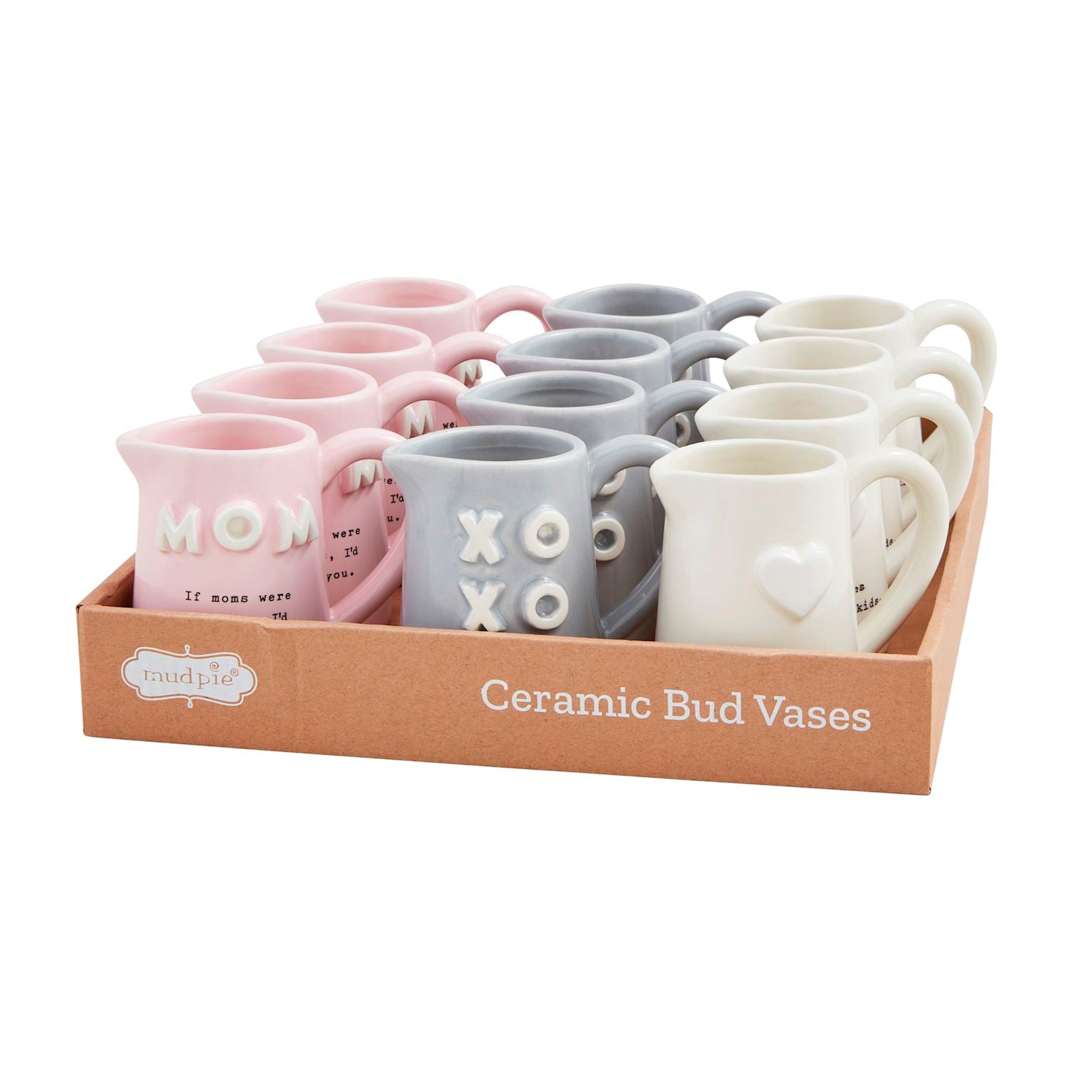 Mud Pie Mom Chunky Letter Bud Vases