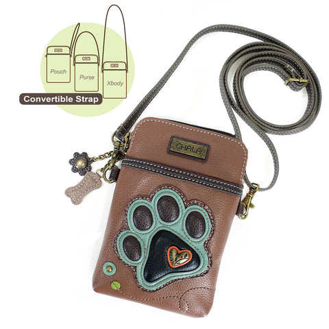 Chala Cellphone Xbody - Teal Pawprint bag