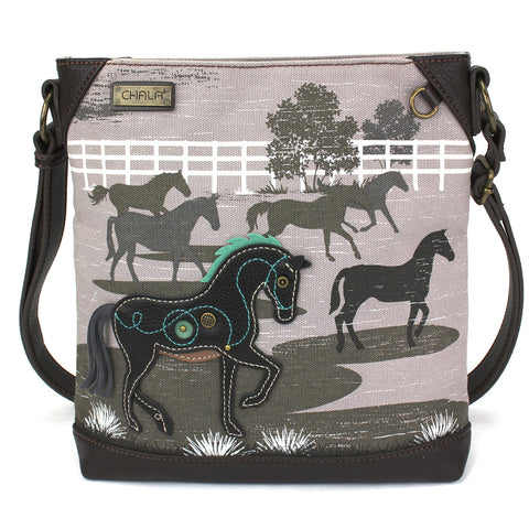 Chala Safari Canvas Crossbody - Horse (Gray) bag