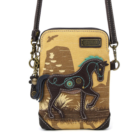 Chala Safari Canvas Cellphone Xbody - Horse (Brown) bag