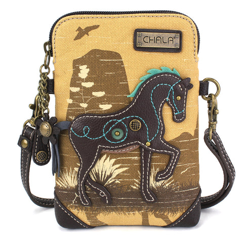 Chala Safari Canvas Cellphone Xbody - Horse (Brown) bag