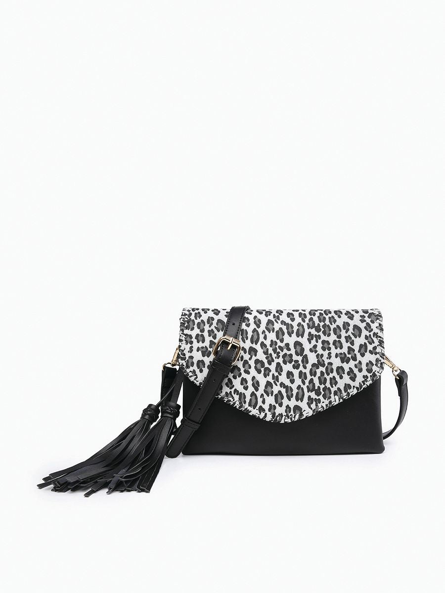 Sloane Flapover Crossbody with Whipstitch and Tassel