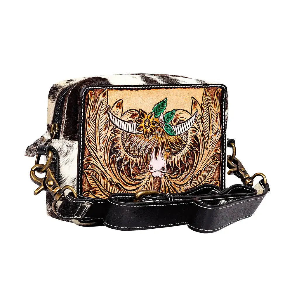 Myra Bag Bloomin' Steer Hand-Tooled Leather Bag - Cross Body Bags