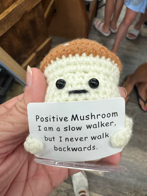 Positive MUSHROOM KeyChain -I MAY BE A SLOW WALKER BUT I NEVER WALK BACKWARDS