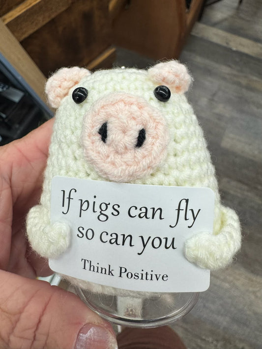 Positive PIG KeyChain - IF PIGS CAN FLY SO CAN YOU!