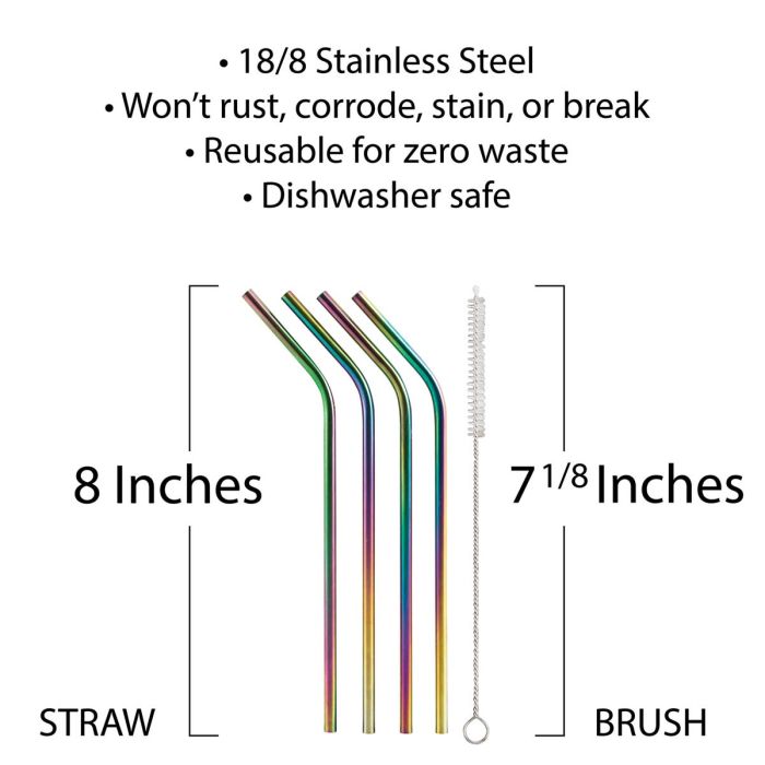 Kitchen Rainbow Drinking Straw with Brush