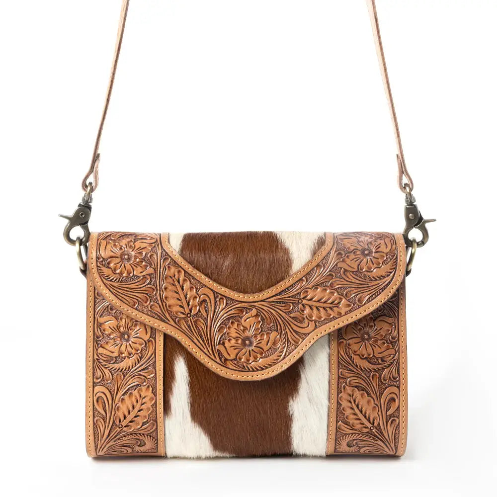 Myra Bag Copper Charm Handtooled Bag in Earthen Hide & Whisper White - Shoulder Bags