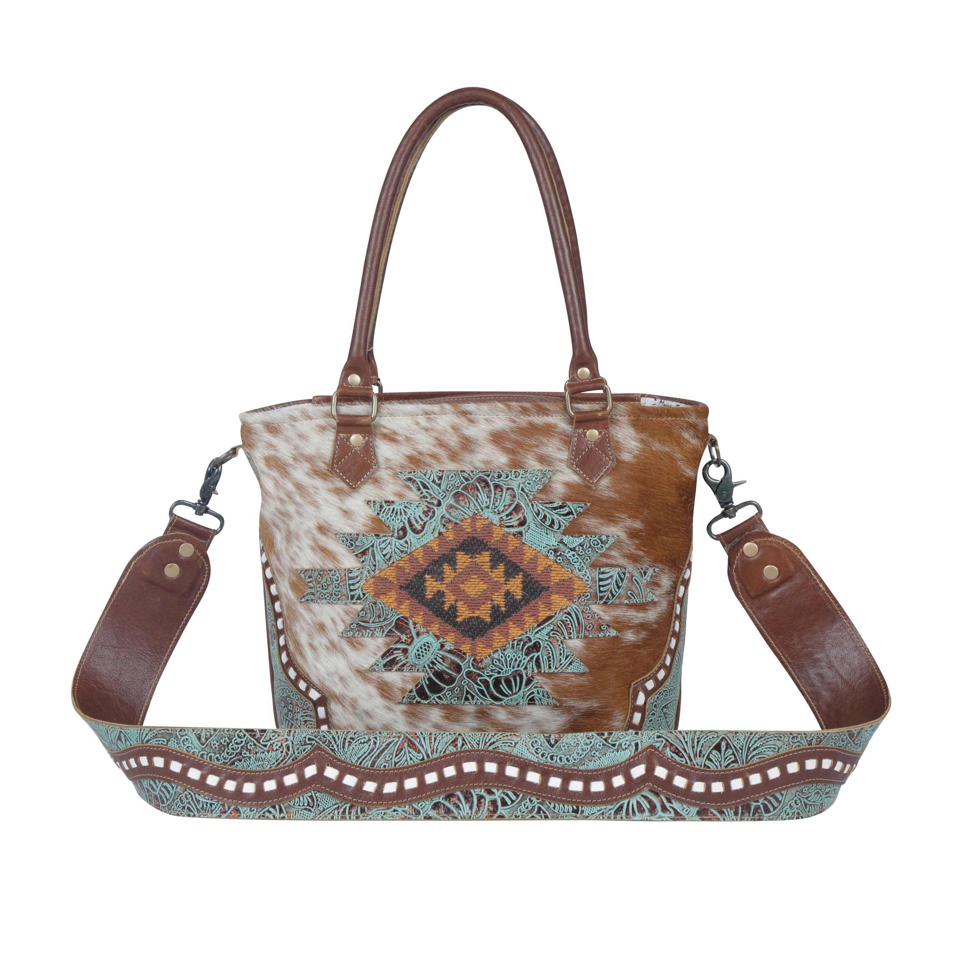 Azure Patterned Leather & Hair Bag