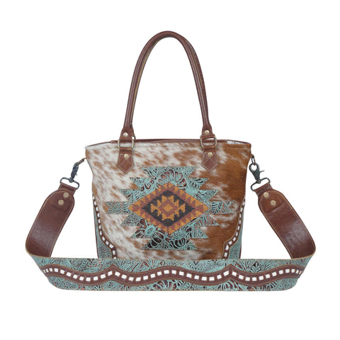 Azure Patterned Leather & Hair Bag