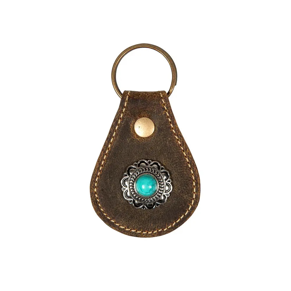 Myra Bag Concho Antiqued Leather Key Fob - Keychains