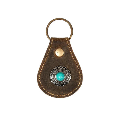 Myra Bag Concho Antiqued Leather Key Fob - Keychains