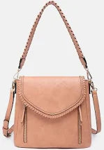 Lorelei Double Zip Whipstitch Trim Crossbody Bag