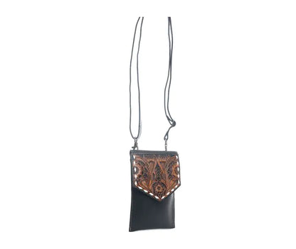 Prairie Times Petite Hand-Tooled Bag in Coal