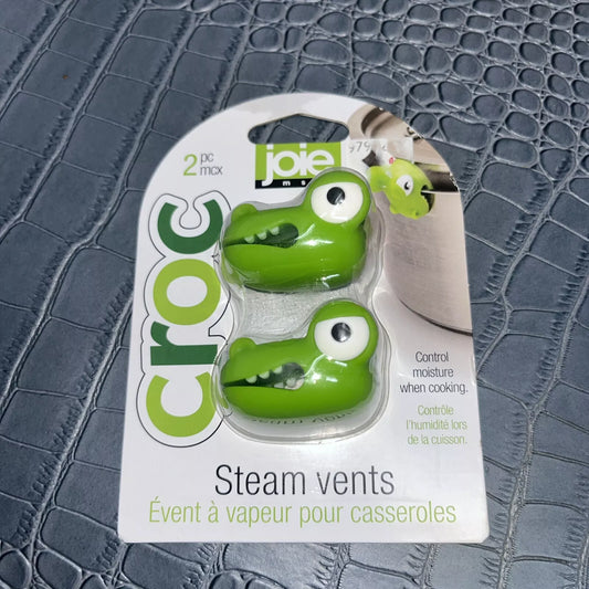 Crocodile Kitchen Gadget Pot Steam Vents Clips 2 Pack Green