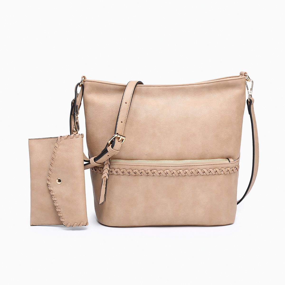 Cynthia Distressed Whipstitch Hobo with Wristlet