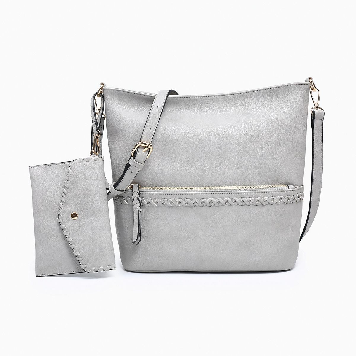 Cynthia Distressed Whipstitch Hobo with Wristlet